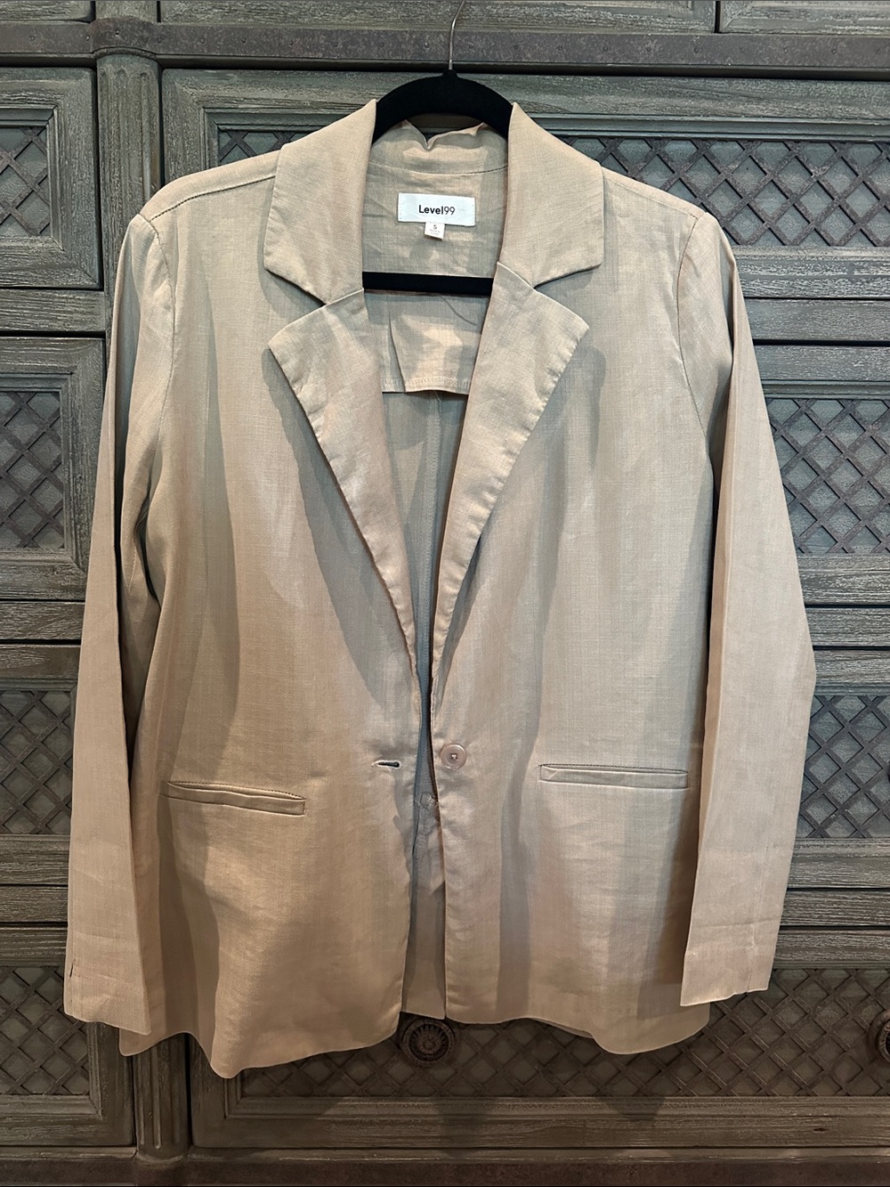 Linen-Blend Women’s Tailored Light Beige Blazer Jacket